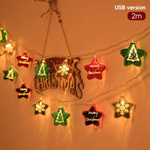 Load image into Gallery viewer, Christmas Flickering Light String Battery USB/Battery Powered Red Green Star Ball String Lights Home Party Decor Lights Garland