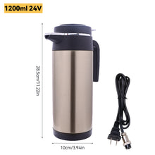 Load image into Gallery viewer, 12V/24V 750ML/1200ML Stainless Steel Car Electric Heating Cup Kettle Water Heater Bottle Auto Shut Off Fast Boiling Kettle Travel