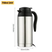 Load image into Gallery viewer, 12V/24V 750ML/1200ML Stainless Steel Car Electric Heating Cup Kettle Water Heater Bottle Auto Shut Off Fast Boiling Kettle Travel