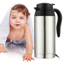 Load image into Gallery viewer, 12V/24V 750ML/1200ML Stainless Steel Car Electric Heating Cup Kettle Water Heater Bottle Auto Shut Off Fast Boiling Kettle Travel
