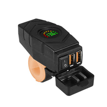 Load image into Gallery viewer, 36W Motorcycle Dual USB Charger Handlebar QC3.0 Fast Charging Waterproof 12V Phone Socket Adapter With Voltmeter Display Accessories