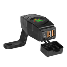 Load image into Gallery viewer, 36W Motorcycle Dual USB Charger Handlebar QC3.0 Fast Charging Waterproof 12V Phone Socket Adapter With Voltmeter Display Accessories