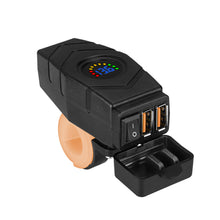 Load image into Gallery viewer, 36W Motorcycle Dual USB Charger Handlebar QC3.0 Fast Charging Waterproof 12V Phone Socket Adapter With Voltmeter Display Accessories