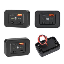 Load image into Gallery viewer, 12V/24V Car Fast Charger Type C + QC3.0 USB A PortLED Light Phone Charger Auto Adapter for RV RV Home Camper Caravans