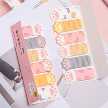 Load image into Gallery viewer, 1 set Kawaii Stationery Cartoon Cat Paw Memo Pad Bookmark Flags Index Tab Sticky Notes Label Paper Stickers
