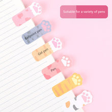 Load image into Gallery viewer, 1 set Kawaii Stationery Cartoon Cat Paw Memo Pad Bookmark Flags Index Tab Sticky Notes Label Paper Stickers
