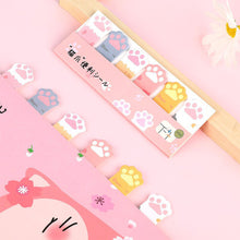 Load image into Gallery viewer, 1 set Kawaii Stationery Cartoon Cat Paw Memo Pad Bookmark Flags Index Tab Sticky Notes Label Paper Stickers