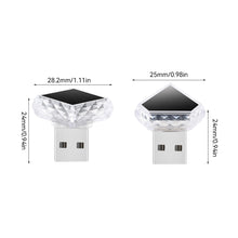 Load image into Gallery viewer, Car Interior USB Ambient Atmosphere Light LED Decorative Signal Lights Auto Reading Lamp Decorations Diamond Triangle