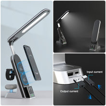 Load image into Gallery viewer, 15W 7-IN-1 Multifunctional Desk Lamp Wireless Charging Foldable Led Eye Protection Desk Lamp Mobile Charger With Alarm Clock