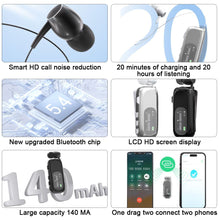 Load image into Gallery viewer, Clip-On Bluetooth Earphones Retractable Wireless Earphones With LCD Digital Display Ultra-Long Life Noise Cancelling Earphones