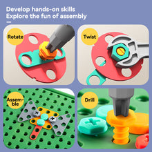 Load image into Gallery viewer, 230pcs Children DIY Tool Toys Set Electric Drill Screw Nuts 3D Puzzle Toy Pretend Play Tool Kits 2D/3D Educational Toy