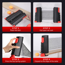 Load image into Gallery viewer, Portable Retractable Ping Pong Net Rack Anywhere Rack Replacement Outdoor Home Sports Table Tennis Net Exercise Accessories