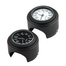 Load image into Gallery viewer, Motorcycle Handlebar Luminous Clock Mount Black for 22mm-25mm Scooter Bicycle Handlebar Waterproof Time Display Aluminum Quartz Watch