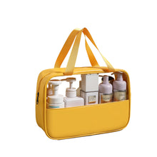 Load image into Gallery viewer, Splicing Makeup Bag PVC Translucent Large Capacity Bath Bag PU Waterproof Handheld Portable Travel Storage Bag