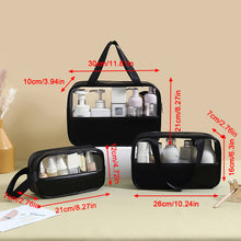 Load image into Gallery viewer, Splicing Makeup Bag PVC Translucent Large Capacity Bath Bag PU Waterproof Handheld Portable Travel Storage Bag