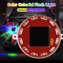 Load image into Gallery viewer, Solar Power Mortorcycle 12LED Warning Light Night Ride Tail Light Anti-rear Strobe RGB Light with Reflective Sticker for Motorcycle Electric Vehicle Bicycle