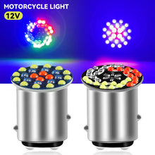Load image into Gallery viewer, 1157 RGB LED Motorcycle Headlight Bulbs 24SMD 30SMD Lamp Flashing Motorbike Bright 1157 BAY15D P21 5W