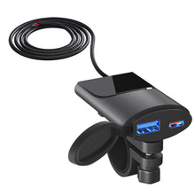 Load image into Gallery viewer, Motorcycle Dual USB Charger Handlebar 30W+18W PD+QC3.0 Fast Charging Waterproof 12V Phone Socket Adapter Accessories