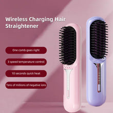 Load image into Gallery viewer, Wireless Portable Hair Straightener Adjustable Temperature Rechargeable Dual-purpose Hair Straightener Curling Iron Hair Style Tool