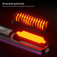 Load image into Gallery viewer, Digital Display Wireless Hair Straightener Portable Rechargeable Adjustable Temperature Negative Ion Hair Straightener Curling Iron