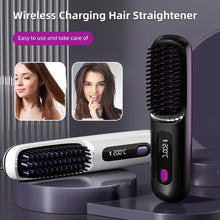 Load image into Gallery viewer, Digital Display Wireless Hair Straightener Portable Rechargeable Adjustable Temperature Negative Ion Hair Straightener Curling Iron