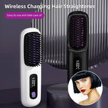 Load image into Gallery viewer, Digital Display Wireless Hair Straightener Portable Rechargeable Adjustable Temperature Negative Ion Hair Straightener Curling Iron