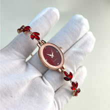 Load image into Gallery viewer, Fashionable Temperament Versatile Small Fresh Oval Dial Leaf Bracelet Watch Square Quartz Strap Simple Women's Watch