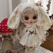Load image into Gallery viewer, Handmade Doll Skirt Dress With Big Ear Rabbit Hat Doll Floral Patterned Dress For Ob22 Ob24 For Doll
