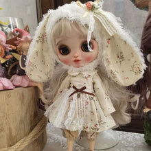 Load image into Gallery viewer, Handmade Doll Skirt Dress With Big Ear Rabbit Hat Doll Floral Patterned Dress For Ob22 Ob24 For Doll