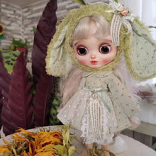 Load image into Gallery viewer, Handmade Doll Skirt Dress With Big Ear Rabbit Hat Doll Floral Patterned Dress For Ob22 Ob24 For Doll