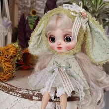 Load image into Gallery viewer, Handmade Doll Skirt Dress With Big Ear Rabbit Hat Doll Floral Patterned Dress For Ob22 Ob24 For Doll