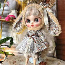 Load image into Gallery viewer, Handmade Doll Skirt Dress With Big Ear Rabbit Hat Doll Floral Patterned Dress For Ob22 Ob24 For Doll