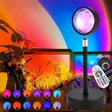 Load image into Gallery viewer, USB Sunset Lamp APP Bluetooth Remote Control LED Projector Photography Wall Atmosphere Lighting Projection Lamp for Bedroom Home Decor Gift