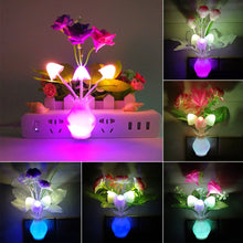 Load image into Gallery viewer, Rose Flower Led Night Light With Sensor Plug-in Auto Switch Mushroom Night Lamp Wall Light Home Living Room Decor