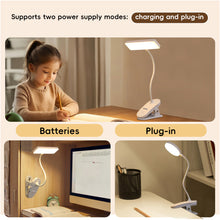Load image into Gallery viewer, Desk Lamp USB Rechargeable Table Lamp With Clip Bed Reading Book Night Light LED Desk Lamps 3 Modes Dimming Eye Protection DC5V