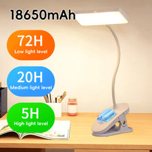 Load image into Gallery viewer, Desk Lamp USB Rechargeable Table Lamp With Clip Bed Reading Book Night Light LED Desk Lamps 3 Modes Dimming Eye Protection DC5V