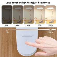 Load image into Gallery viewer, Desk Lamp USB Rechargeable Table Lamp With Clip Bed Reading Book Night Light LED Desk Lamps 3 Modes Dimming Eye Protection DC5V