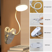 Load image into Gallery viewer, Desk Lamp USB Rechargeable Table Lamp With Clip Bed Reading Book Night Light LED Desk Lamps 3 Modes Dimming Eye Protection DC5V