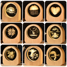 Load image into Gallery viewer, Wooden Base 3D Inner Carving Crystal Ball Luminous Galaxy Moon Ornaments Christmas New Year Creative Gift Nightlight
