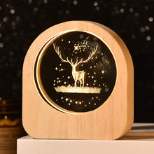 Load image into Gallery viewer, Wooden Base 3D Inner Carving Crystal Ball Luminous Galaxy Moon Ornaments Christmas New Year Creative Gift Nightlight