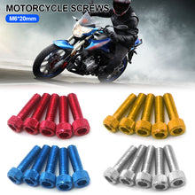 Load image into Gallery viewer, 5Pcs M6*20mm Motorcycle Bolts Screw Aluminum Adornment Colourful Anodised Bolts Screws M6 Cap Head Moto Parts