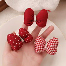Load image into Gallery viewer, Cloth Bow Hair Clip Cute Classic Plaid Bow Hairpin Headwear Sweet Hair Ornament Red Fashionable Hair Accessories