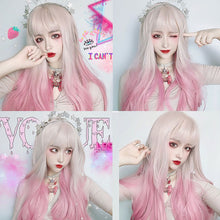 Load image into Gallery viewer, Bangs Colorful Gradient Long Straight Hair Full Wig Headband Straight Reference Picture Wig Heatresistant Synthetic Fiber Wig