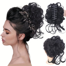 Load image into Gallery viewer, Curly Wig Headband Synthetic Wig Short Style Messy and Fluffy Long Beard Style Grab Clip Lazy Bun Head