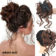 Load image into Gallery viewer, Curly Wig Headband Synthetic Wig Short Style Messy and Fluffy Long Beard Style Grab Clip Lazy Bun Head