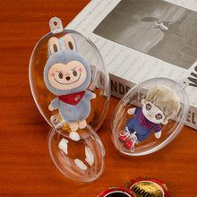 Load image into Gallery viewer, 17cm PVC Organizer Box For Labubu Dust-Proof Transparent Face Shield for Dolls Transparent Ball Christmas Decoration Festival Ceiling Pendant