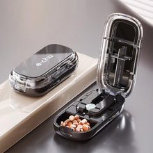 Load image into Gallery viewer, Compact Portable 2 in 1 Pill Cutter Medicine Box Creative Adjustable Pill Splitter High-capacity Medicine Storage Box
