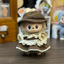 Load image into Gallery viewer, Doll Clothes Lace Stitching Brown Dress Suit Mini Fashionable Keychain Dolls Decoration Accessories for 17CM Labubu