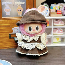 Load image into Gallery viewer, Doll Clothes Lace Stitching Brown Dress Suit Mini Fashionable Keychain Dolls Decoration Accessories for 17CM Labubu