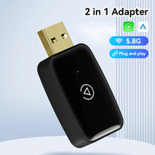 Load image into Gallery viewer, Mini 2 in 1 USB Wireless Carplay Adapter for Apple iOS and Android Auto Smart Box Plug and Play USB TYPE-C Bluetooth 5.0 WIFI 5.8G